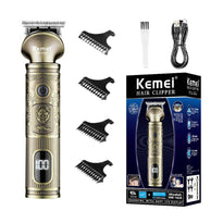 Kemei KM-1635 - Rechargeable Professional Electric Trimmer for Men with LCD Display and Carbon Steel Blades
