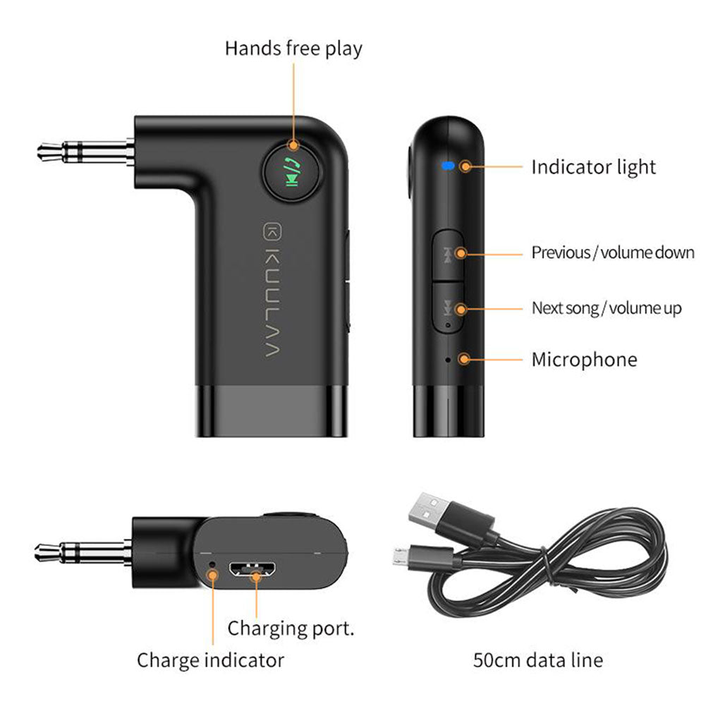 A Photo Of Kuulaa AUX car Bluetooth Receiver 3.5MM Jack Audio Music Bluetooth V5.0
