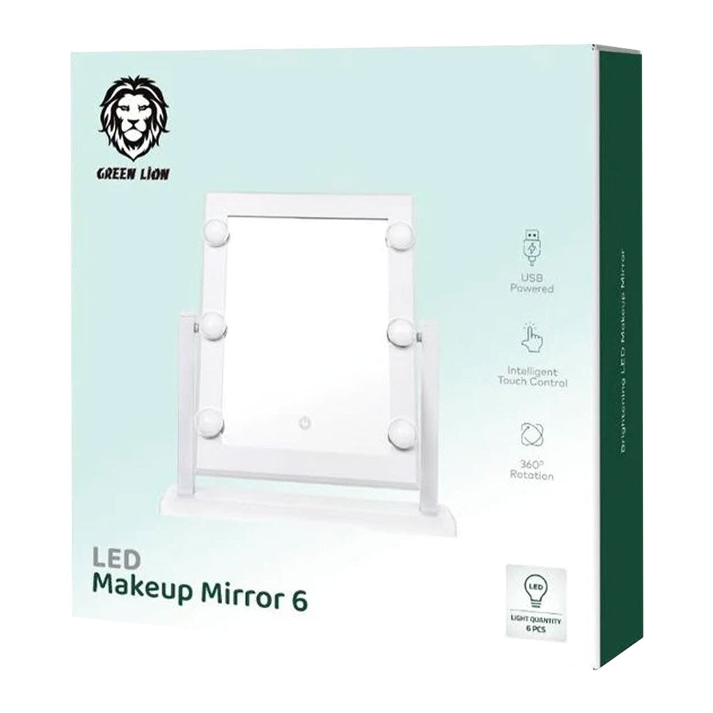 A Photo Of Green Lion GNBR6LEDMIRWH Brightening 6 Led Makeup Mirror - White
