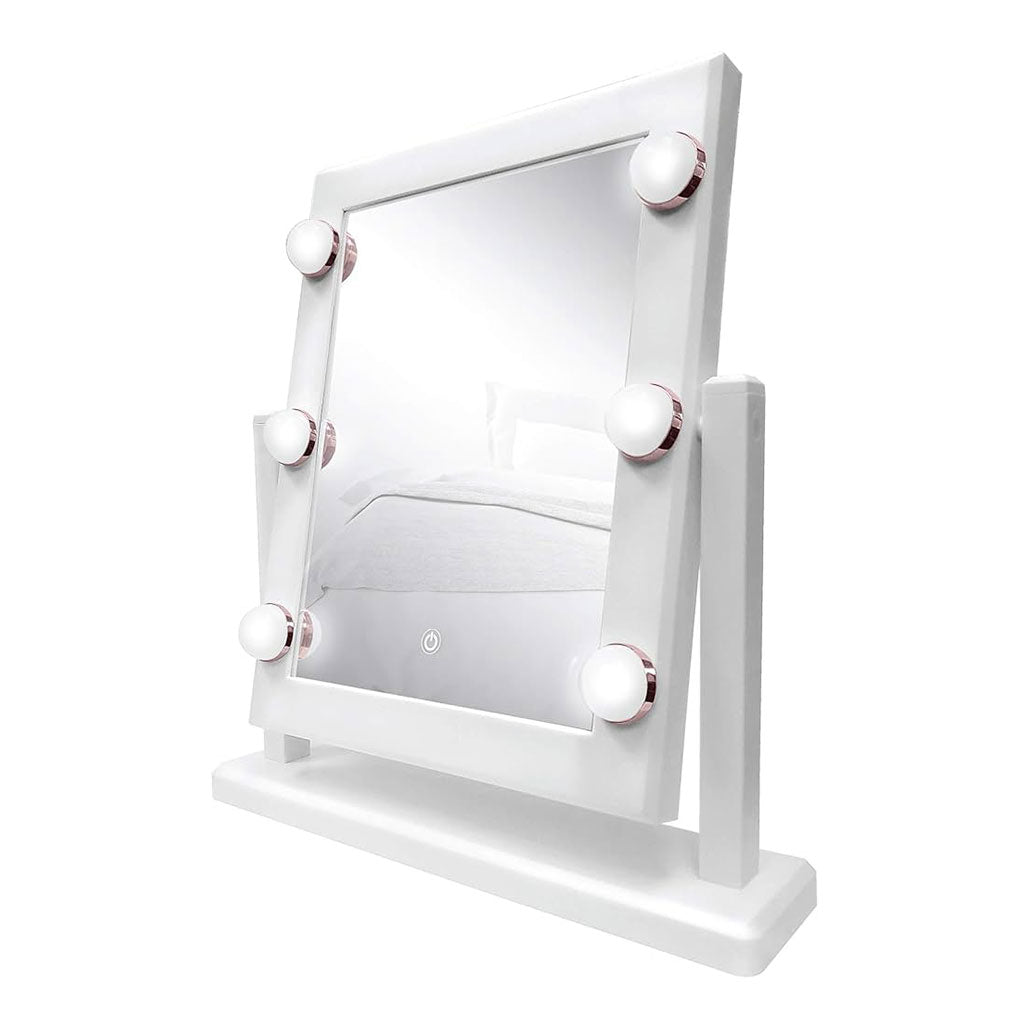 A Photo Of Green Lion GNBR6LEDMIRWH Brightening 6 Led Makeup Mirror - White