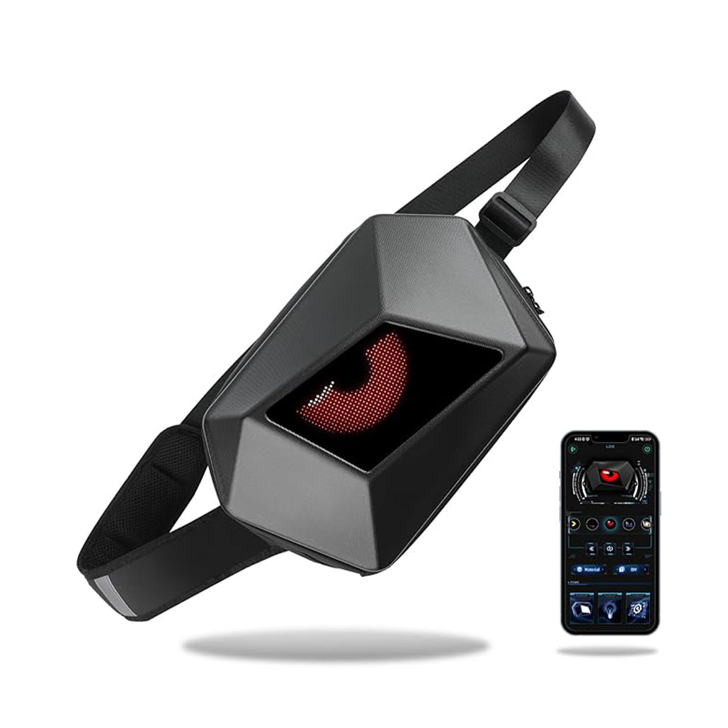 A Photo Of LOY LED Sling Bag - Black | Personalized LED Screen, Waterproof, Adjustable Crossbody Design