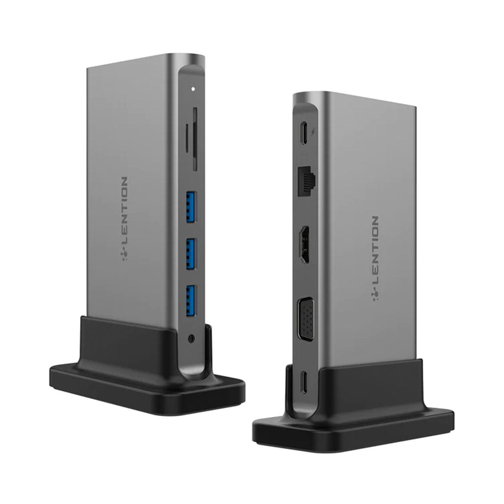 A Photo Of Lention 10-in-1 Long Cable USB-C Docking Station (CB-D55) | 4K HDMI, VGA, Gigabit Ethernet, SD Card Reader