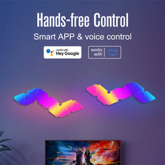 A Photo Of Smart Triangular Quantum Light LXQG06 - 6-Pack DIY LED Light Panels with Music Sync, APP & Remote Control