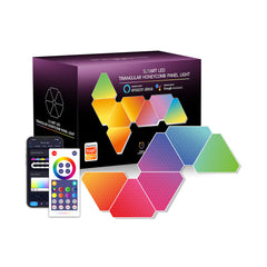 A Photo Of Smart Triangular Quantum Light LXQG06 - 6-Pack DIY LED Light Panels with Music Sync, APP & Remote Control