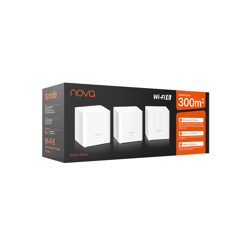 A Photo Of Tenda Nova EX3 AX1500 Whole-Home Mesh WiFi-6 System (3-Pack)