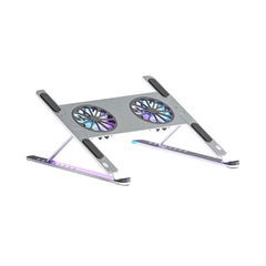 A Photo Of P11F Cooling Aluminum Adjustable Notebook Stand | Portable & Foldable with Dual Speed Height Adjustment