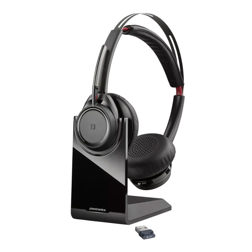 A Photo Of Poly Voyager Focus UC Stereo Bluetooth Headset | Noise-Free, Immersive Audio Experience