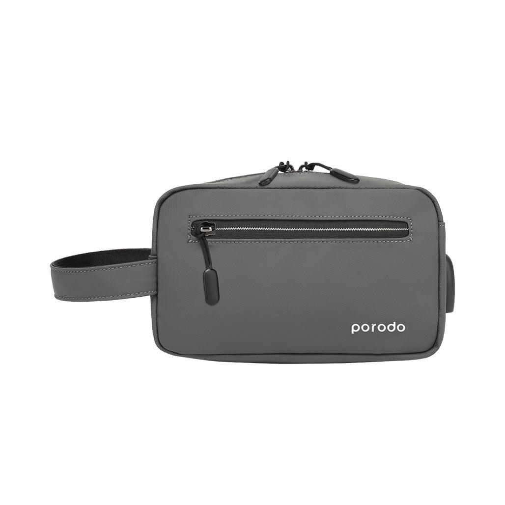 A Photo Of Porodo Lifestyle Multi-Compartment Storage Bag 8.2 inch With 2A USB Charging Output