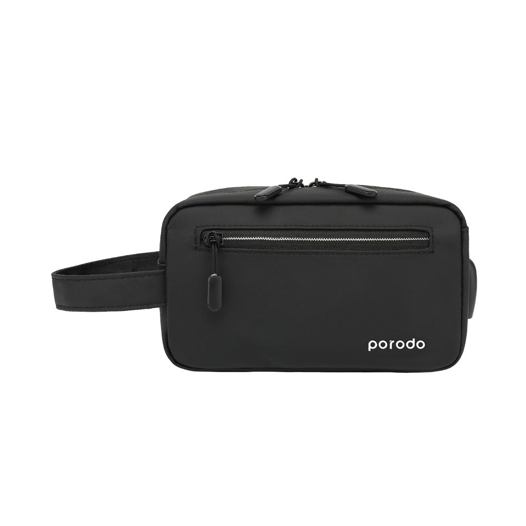 A Photo Of Porodo Lifestyle Multi-Compartment Storage Bag 8.2 inch With 2A USB Charging Output