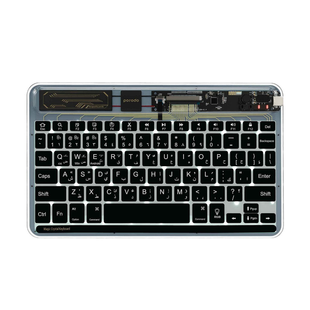 A Photo Of Porodo Crystal Shell Ultra-Slim Wireless Keyboard