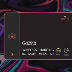 A Photo Of Porodo RGB Gaming Mouse Pad With 15W Fast Wireless Charger - Black