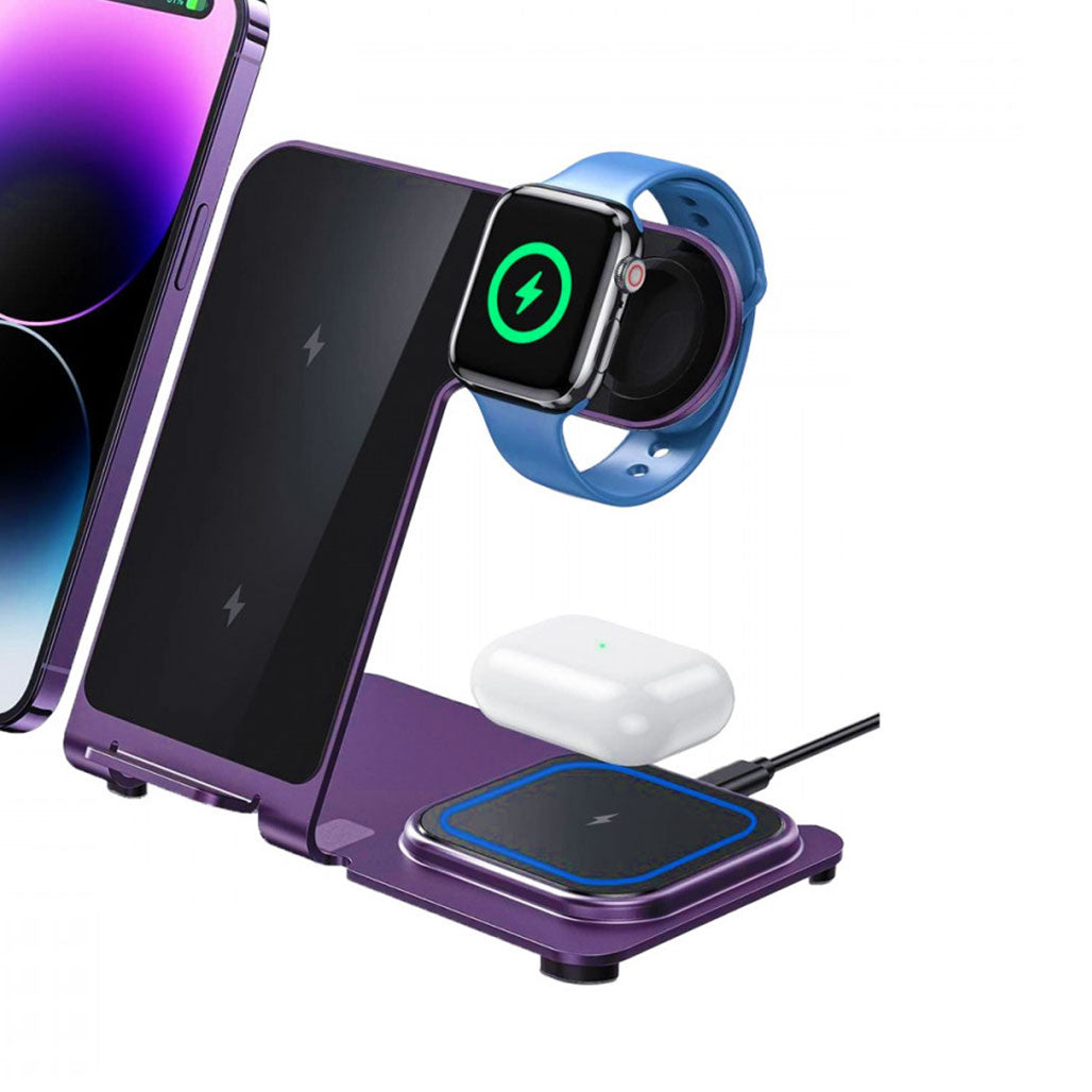 A Photo Of Porodo 3-in-1 Dual Coil Wireless Charging Dock