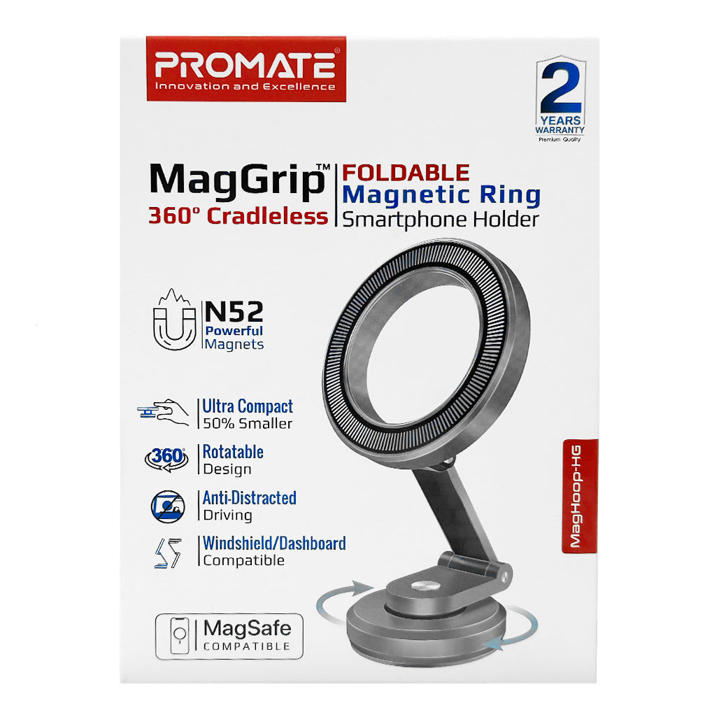 A Photo Of Promate MagGrip 360˚ Foldable Magnetic Ring Smartphone Holder – Compact & Rotatable Design with Magsafe Compatibility