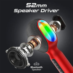 A Photo Of Promate VocalMic 5-in-1 Wireless Karaoke Microphone & Speaker - Red | Bluetooth 5.0, RGB Lighting, TWS Duet Mode