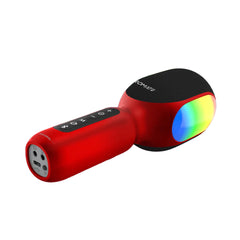 A Photo Of Promate VocalMic 5-in-1 Wireless Karaoke Microphone & Speaker - Red | Bluetooth 5.0, RGB Lighting, TWS Duet Mode