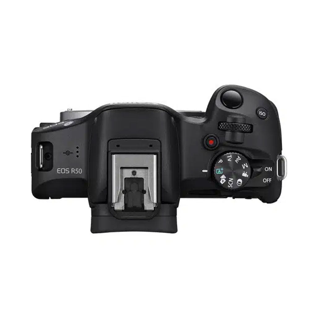 A Photo Of Canon EOS R50 Mirrorless Camera Content Creator Kit, Black | Includes Mic and Tripod