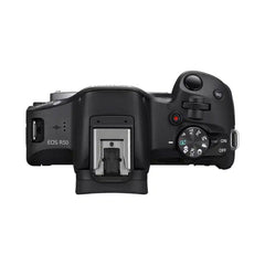 A Photo Of Canon EOS R50 Mirrorless Camera Content Creator Kit, Black | Includes Mic and Tripod