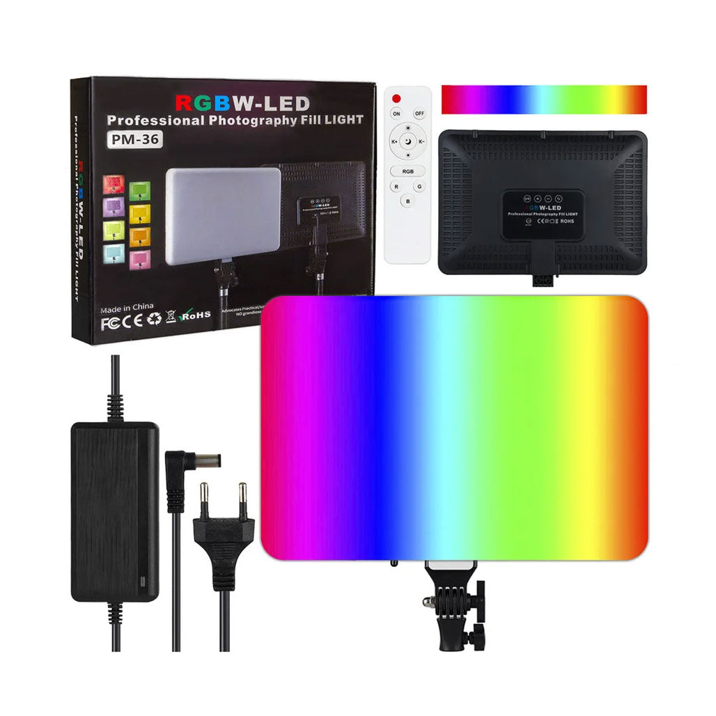 A Photo Of RGBW-LED PM-36 Professional Photography Fill Light – Adjustable LED Panel with Remote Control and Tripod for Photo & Video