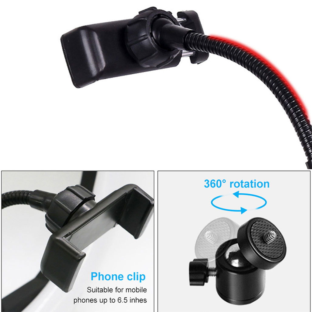 A Photo Of RGB LED Ring Light with Phone Clip – Adjustable Brightness and Color for Photography, Video, and Live Streaming