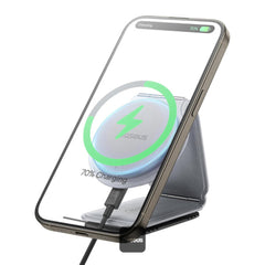 A Photo Of Baseus C02 PrimeTrip Magnetic Wireless Charging Car Phone Holder - 15W Qi2 MagSafe, Foldable Dashboard Mount, 360° Adjustable, Gray