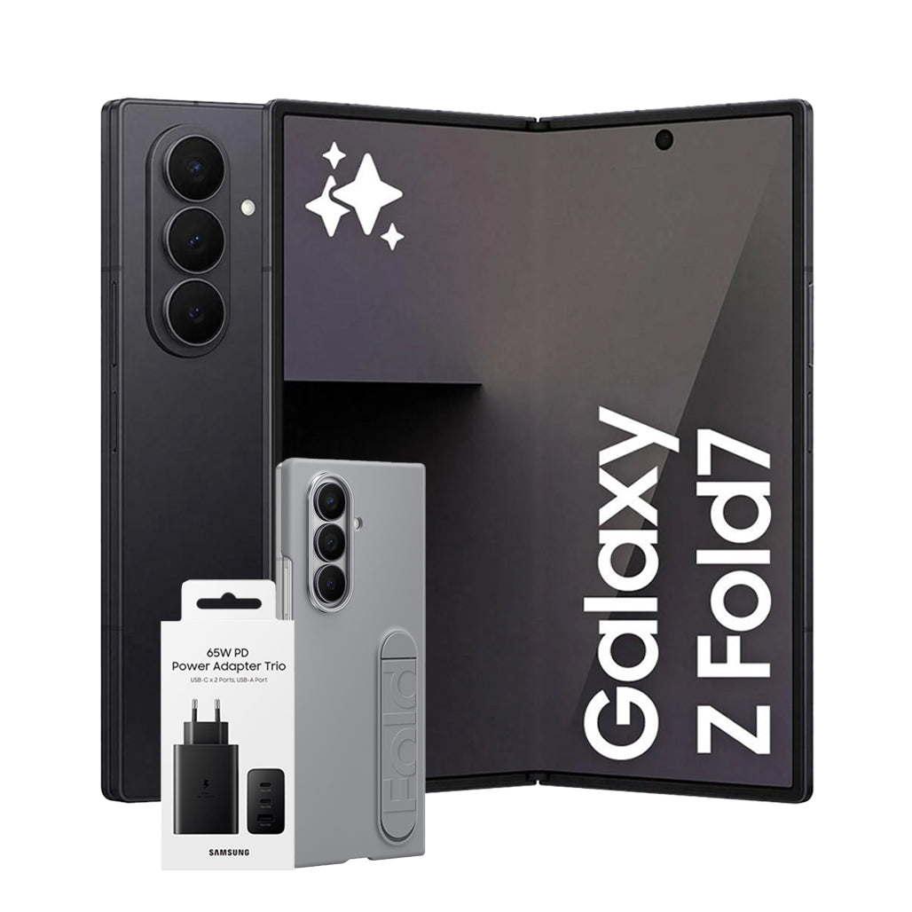 A Photo Of Samsung Galaxy Z Fold7 1TB Package - Silicone Case and 65W Power Adapter Included with Screen Warranty