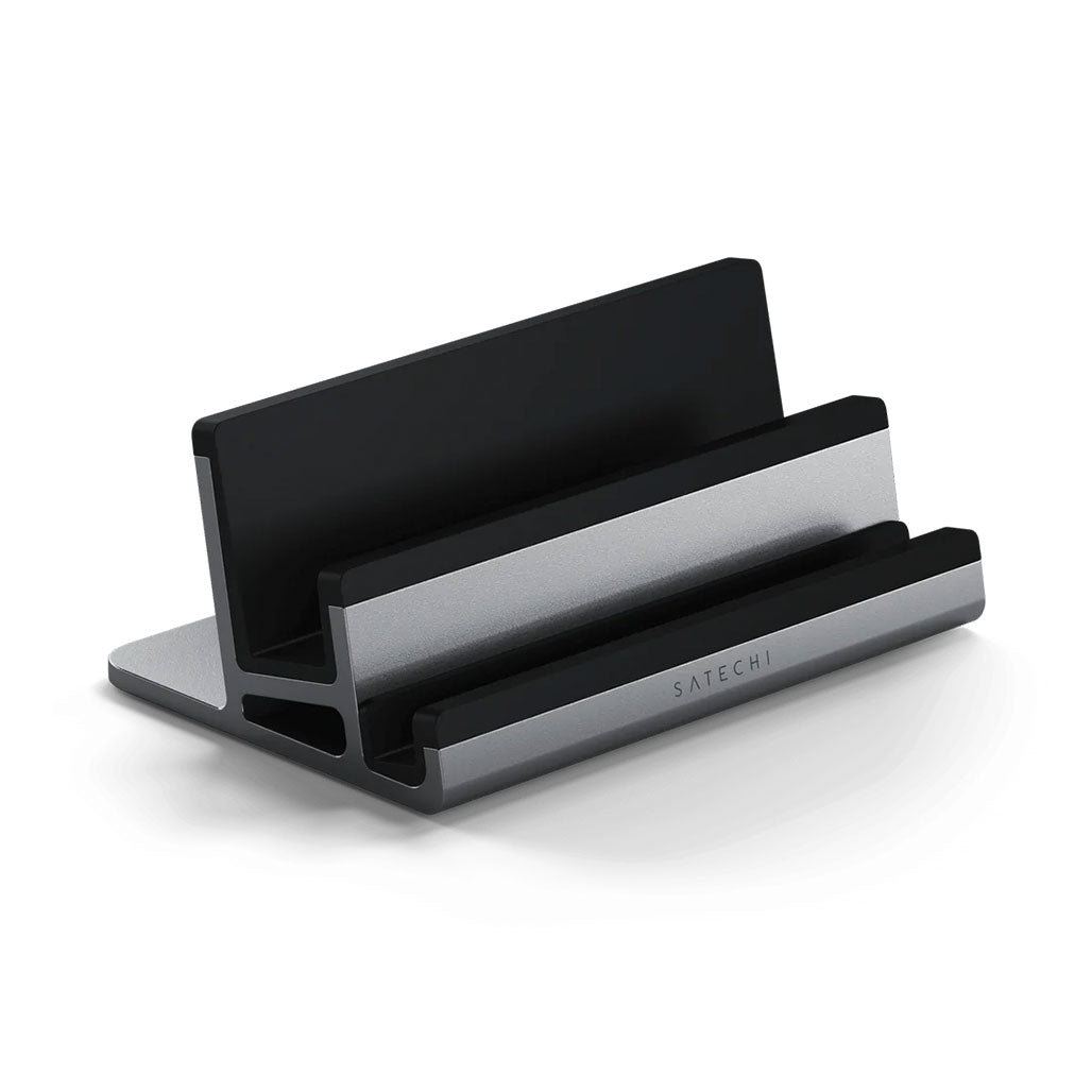 A Photo Of Satechi Dual Vertical Laptop Stand - Premium Vertical Dock for MacBook, iPad, Tablets, and Smartphones
