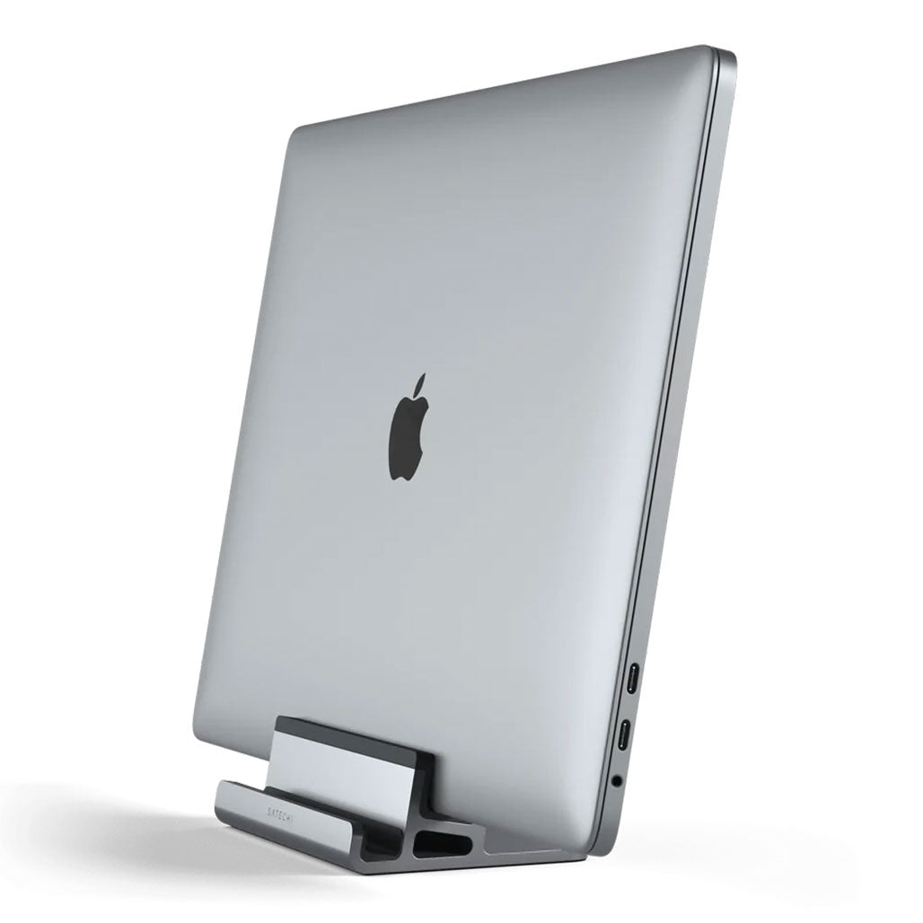 A Photo Of Satechi Dual Vertical Laptop Stand - Premium Vertical Dock for MacBook, iPad, Tablets, and Smartphones