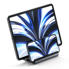 A Photo Of Satechi Dual Vertical Laptop Stand - Premium Vertical Dock for MacBook, iPad, Tablets, and Smartphones
