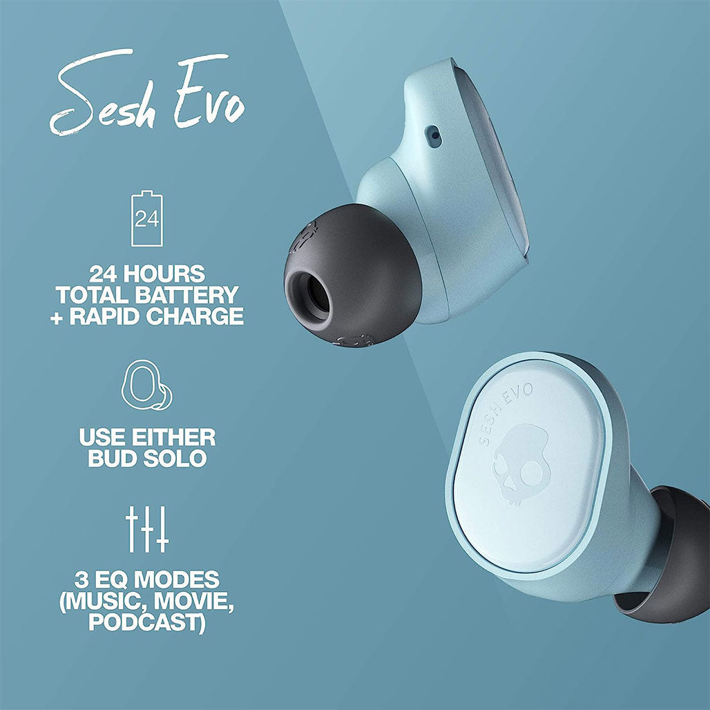 A Photo Of Skullcandy Sesh Evo True Wireless In-Ear Bluetooth Earbuds with Tile Tracking | 24-Hour Battery & IP55 Rating