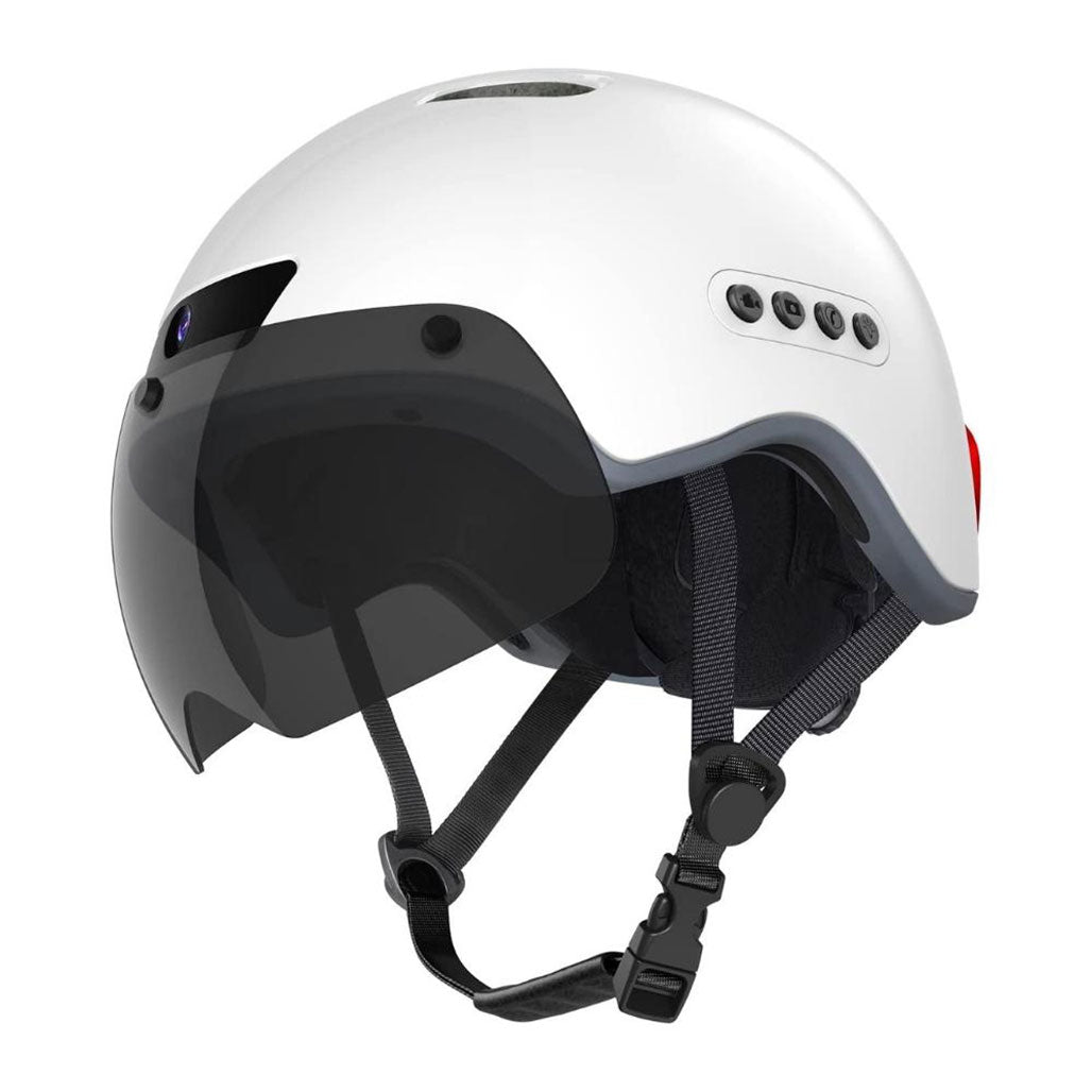 A Photo Of Smart Helmet HA02D for Urban Traffic – White with Full HD 1080p Camera and Bluetooth Connectivity