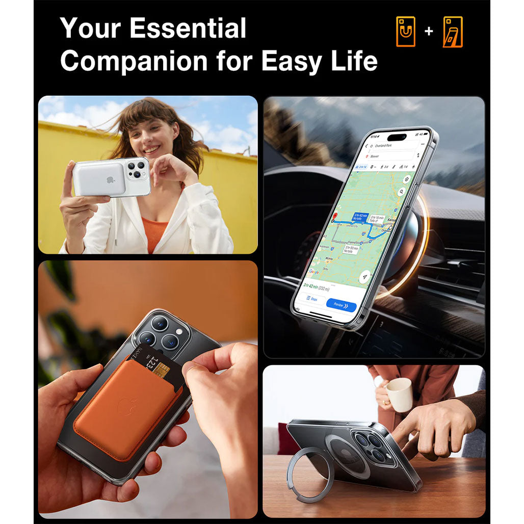 A Photo Of Torras UPRO Ostand Clear MagSafe Case for iPhone 15 Pro Max – Hidden Kickstand, Anti-Yellowing Technology, and Military-Grade Protection