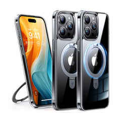 A Photo Of Torras UPRO Ostand Clear MagSafe Case for iPhone 15 Pro Max – Hidden Kickstand, Anti-Yellowing Technology, and Military-Grade Protection