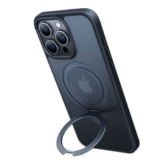 A Photo Of Torras UPRO Ostand Blue MagSafe Case for iPhone 15 Pro – Flexible Kickstand with Military-Grade Protection and Enhanced Wireless Charging