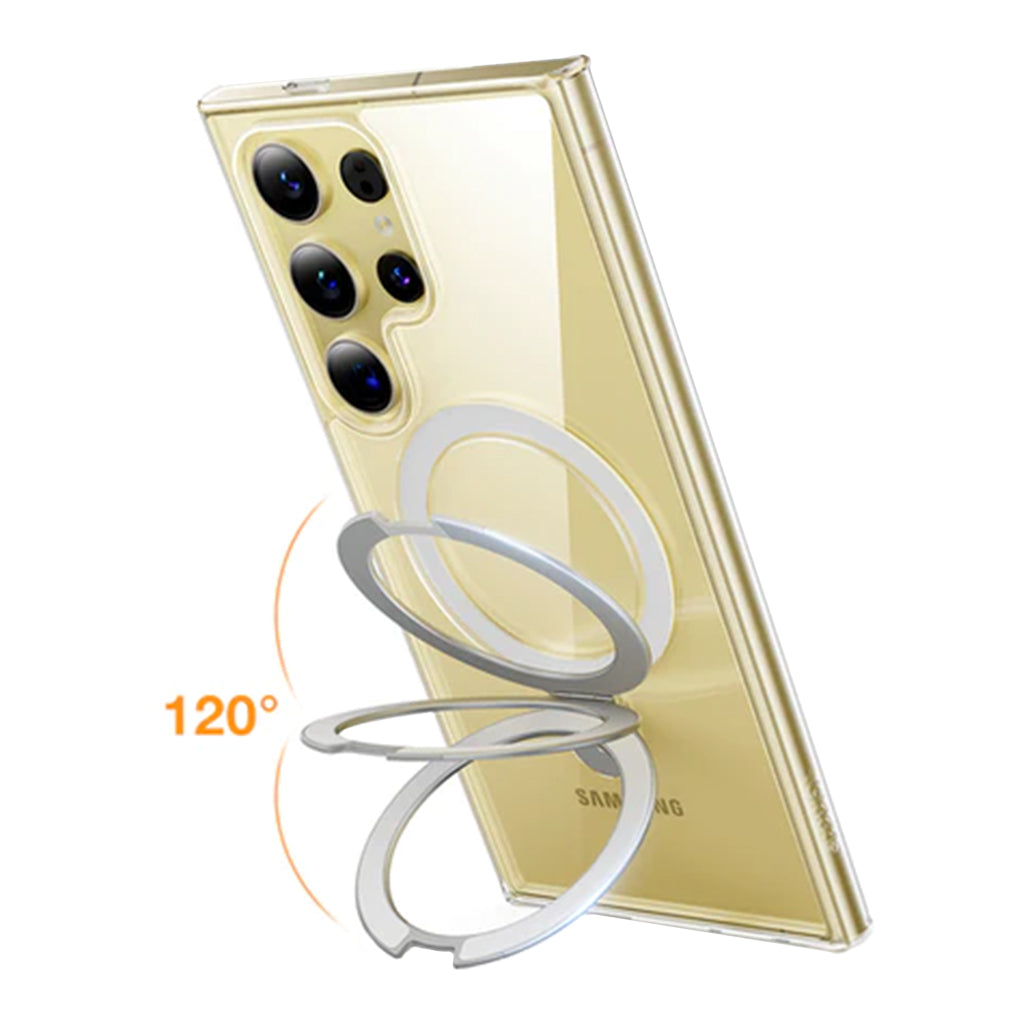 A Photo Of Torras Clear Ostand MagSafe Case for Samsung S24 Ultra – Military Grade Protection, Integrated Stand, and Ring Holder