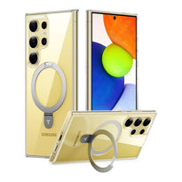 Torras Clear Ostand MagSafe Case for Samsung S24 Ultra – Military Grade Protection, Integrated Stand, and Ring Holder