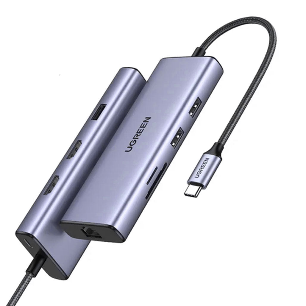 A Photo Of UGreen 9-in-1 USB-C Hub Adapter | Dual 4K HDMI, USB 3.0, Ethernet, SD/TF Card Reader | 60W PD Charging
