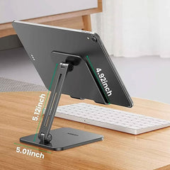 A Photo Of UGreen LP134 Foldable Metal Tablet Stand - Grey | Adjustable Aluminum Holder for Tablets and Smartphones