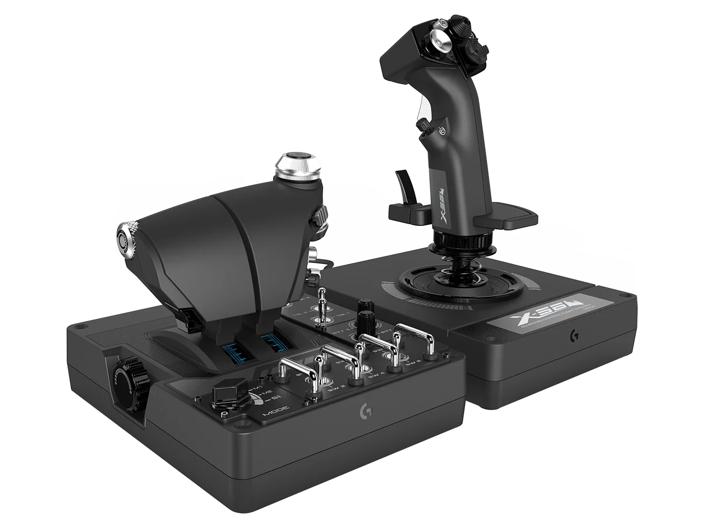 A Photo Of Logitech 945-000059 X56 H.O.T.A.S. RGB Throttle and Stick Simulation Controller - Advanced Military-Grade Flight Control