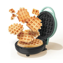 A Photo Of Nutricook Mini Waffle Maker 350-400W, Healthy Ceramic Coating, Quick Heat – Aqua Marine - NC-WM100AM