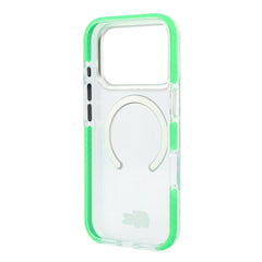 A Photo Of Lacoste MagSafe IML Transparent Hard Case with Green Shockproof Edges for iPhone 18 Pro/18 Pro Max