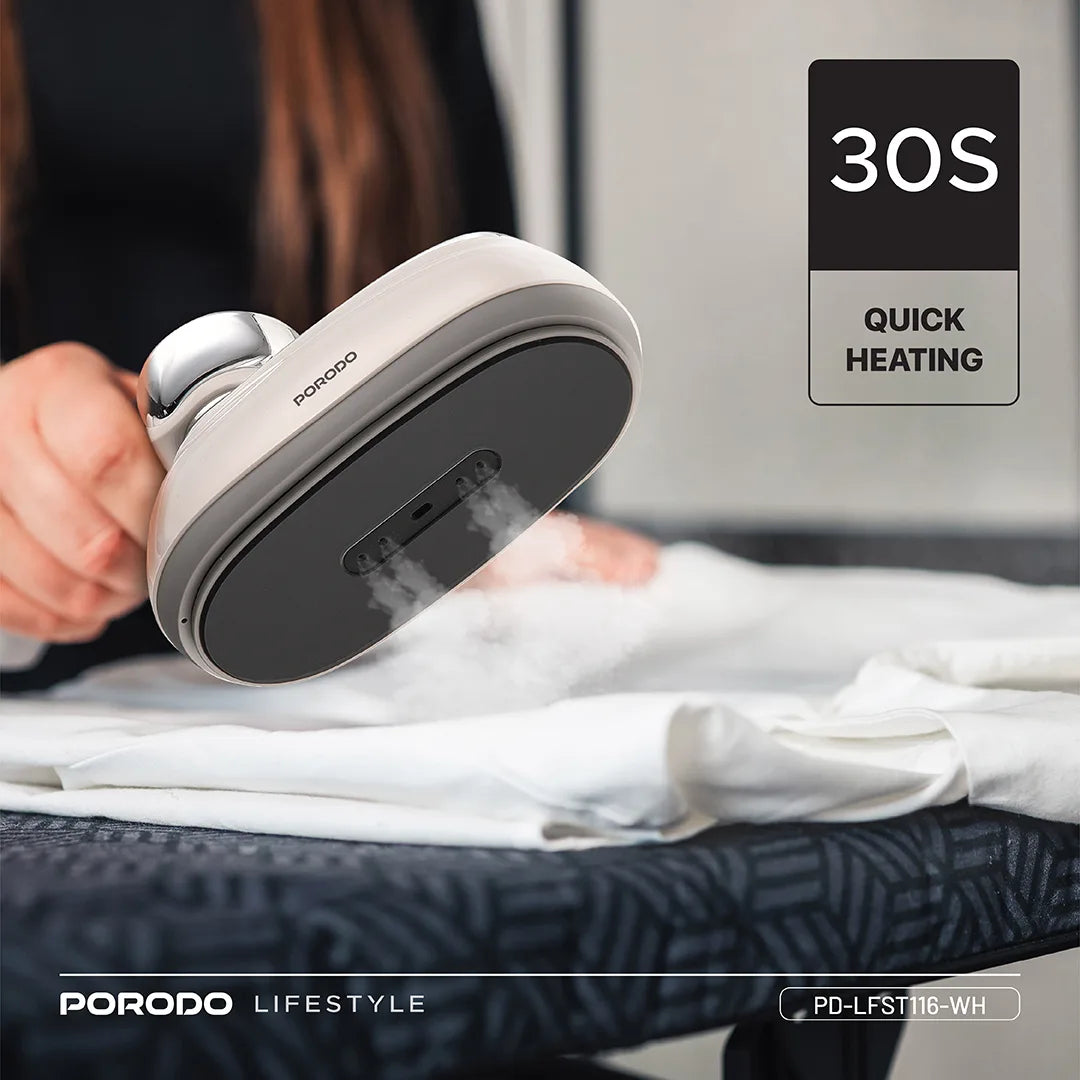 A Photo Of Porodo Lifestyle Retro Thermometer Steam & Heat Iron PDLFST116WH - White