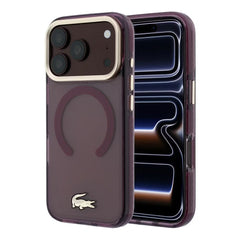 A Photo Of Lacoste Burgundy MagSafe IML Transparent Hard Case for iPhone 18 Pro /18 Pro Max with Shockproof Edges