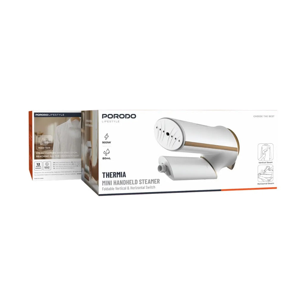 A Photo Of Porodo Handheld Steamer Thermia Mini PDLFSTHG8023WH - Compact, White
