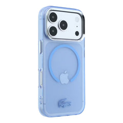 A Photo Of Lacoste iPhone 18 Pro Max MagSafe Case IML Blue Matte Frosted Finish Hard Cover, Scratch Resistant