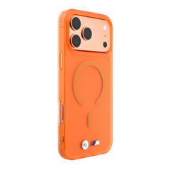A Photo Of BMW MagSafe iPhone 18 Pro Max Orange IML Frosted Hard Cover with Metal Logos
