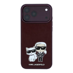 A Photo Of Karl Lagerfeld iPhone 18 Pro Max MagSafe Burgundy Smooth PU Karl & Choupette Bodies Sketch Hard Cover