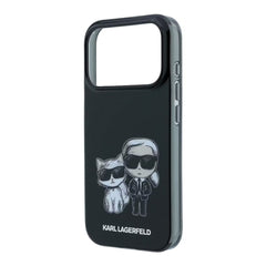A Photo Of Karl Lagerfeld MagSafe iPhone 18 Pro Black IML Karl & Choupette Sketch Case