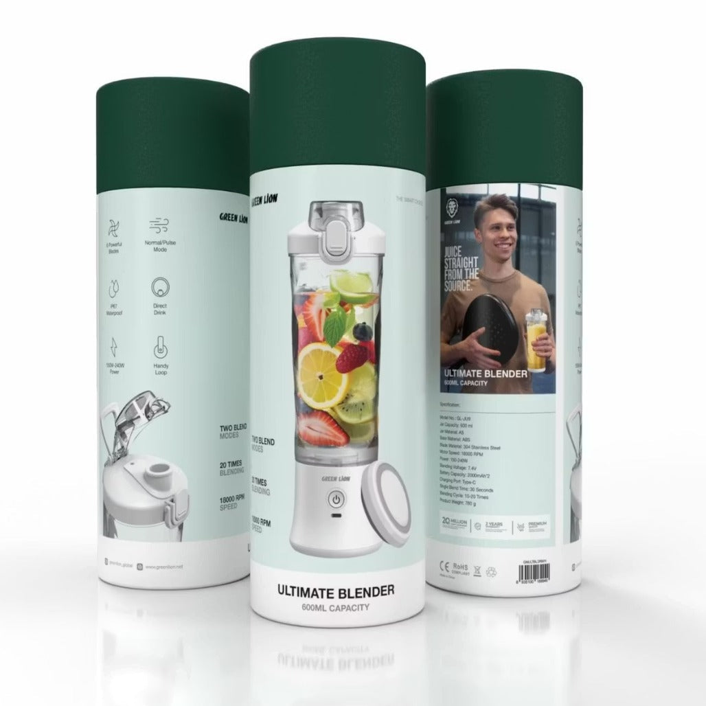 A Photo Of Green Lion Portable Blender GNULTBLDRWH - 240W, 600ml, White