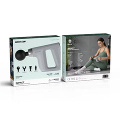 A Photo Of Green Lion Impact Fascial Gun Massager, 4×Massger Heads, 5×Speed Levels, 2 Hour Working Time, Ideal for Stress Relief - Gray