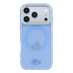 A Photo Of Lacoste iPhone 18 Pro Max MagSafe Case IML Blue Matte Frosted Finish Hard Cover, Scratch Resistant